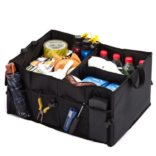 Collapsible Multipurpose Car Trunk Organizer - Foldable Nylon Storage Container for SUVs, Trucks & Autos