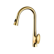 Polished Gold Extendable Modern Kitchen Faucet by YYHC
