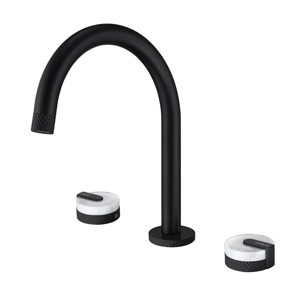 Matte Black 2-Handle Widespread Bathroom Sink Faucet - Deck Mounted Vanity Mixer Tap (Sk 2203) 705353597749