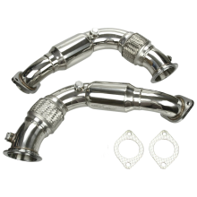 Premium 201 Stainless Steel Exhaust Downpipe for BMW X6/X5 & 5/7 Series (2008-2014) - N63B44 4.4 V8 Engine, Low Carbon Steel Plating with Durable Fla