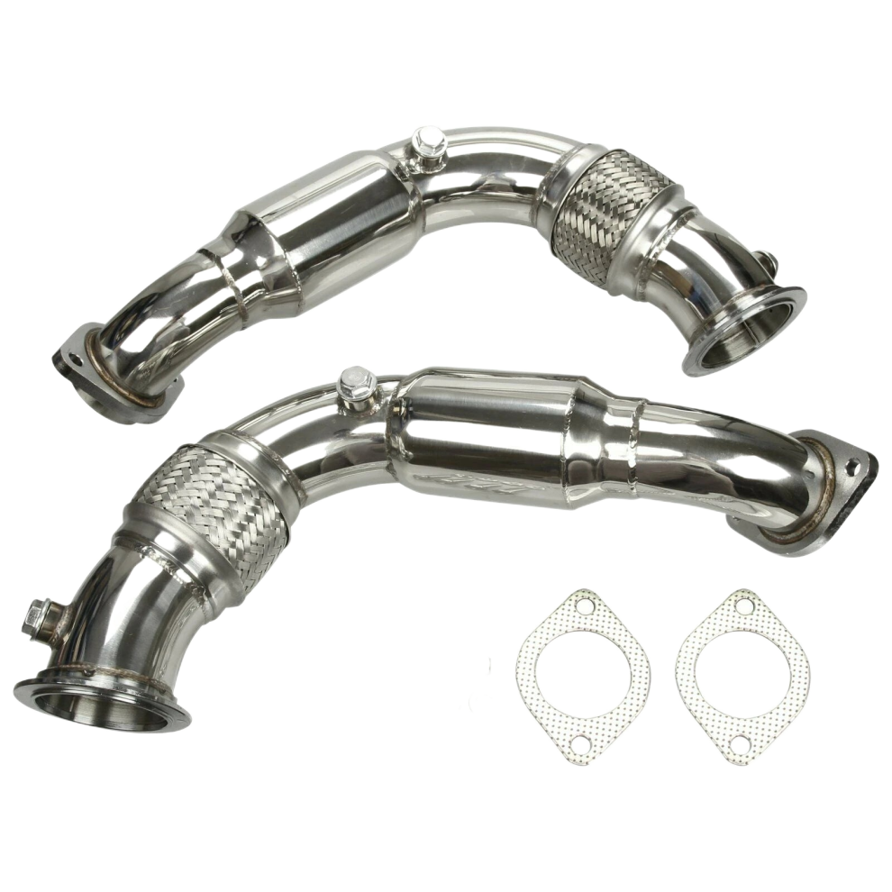 Premium 201 Stainless Steel Exhaust Downpipe For Bmw X6/X5 & 5/7 Series (2008-2014) - N63b44 4.4 V8 Engine, Low Carbon Steel Plating With Durable Fla 744759986733