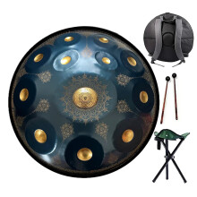 22-Inch Laser Engraved Handpan Drum - 9, 10, 12 Notes D Minor Steel Tongue Drum for Meditation & Yoga