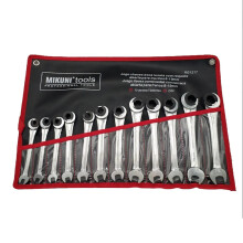 12-Piece Binoax Tubing Ratchet Wrench Set with Open Flex Head (8-19mm) - Versatile Oil Spanners & Combination Hand Tools for Car Maintenance