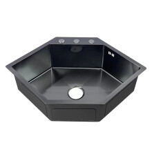 Premium Black Nano Diamond Corner Sink with Large Thickened Cup Washer and 3-Hole Vegetable Basin