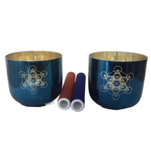 Indigo Crystal Singing Bowls Set - 528Hz Perfect Pitch for Sound Healing (2 Pieces)