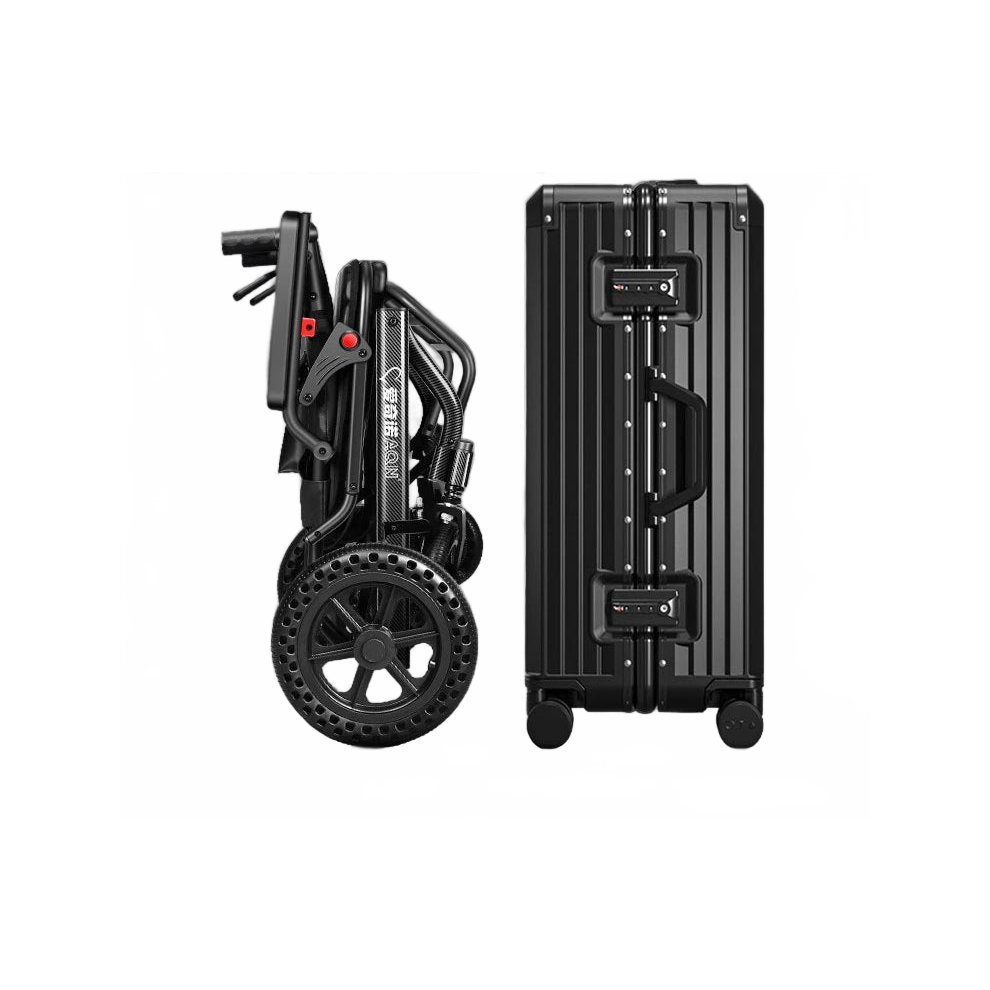 Light Ultra- Folding Wheelchair Scooter With Shock Absorption For Elderly Care