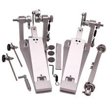 Premium Double Aluminum Alloy Drum Pedal - High-Quality Silver Finish