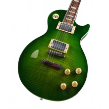 Emerald Green Gradient Electric Guitar with Tiger Pattern & Silver Accessories -