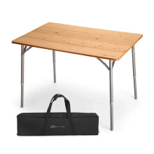 Portable 65cm Outdoor Camping Table â“ Large Folding Aluminum Alloy & Bamboo with Adjustable Height