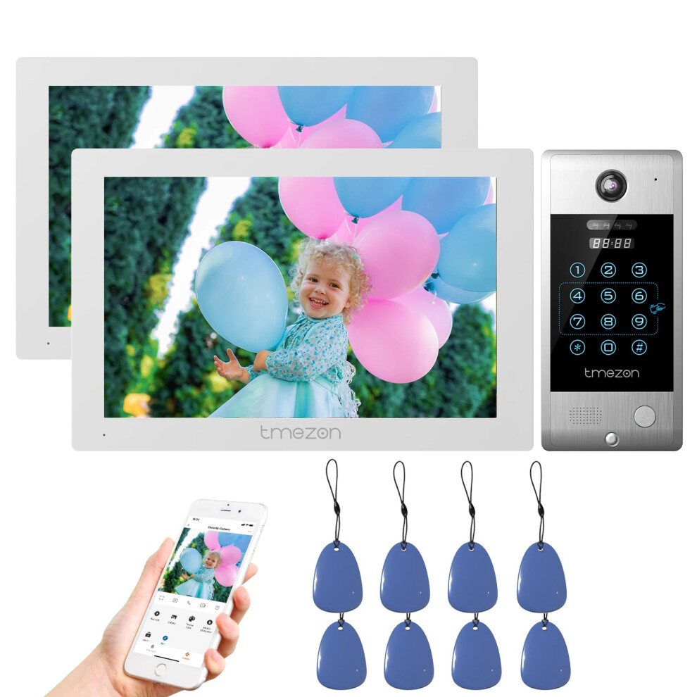 Tmezon 7-Inch 1080P Wifi Smart Video Doorphone Intercom System With Wired Doorbell, App Control, Password & Card Swipe, Touchscreen Compatibility 744759309730