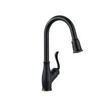 Sleek Black Commercial Spring Kitchen Sink Faucet with Pull-Down Sprayer - Hot & Cold Water, Durable Ceramic Valve, OEM Quality, Lead-Free Brass Cons