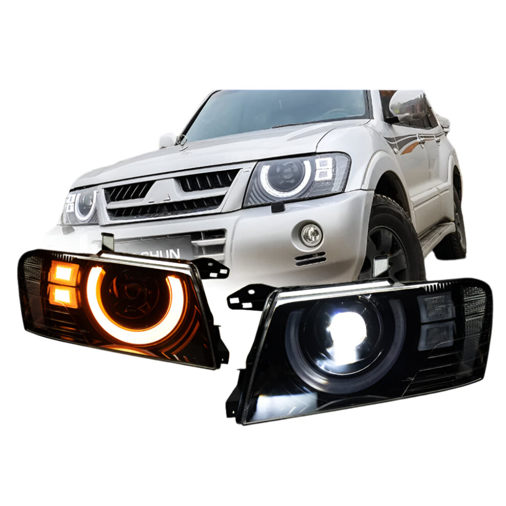 Akd Led Headlamp For Pajero V73/V75/V77 (2004-2016) - Drl Turn Signal, High Beam Angel Eye Projector Lens 711181598148