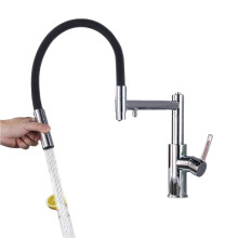 Elegant Chrome Brass Kitchen Faucet - Single Handle, Pull-Out Design with Filtered Hot & Cold Water Tap