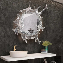 Modern LED Wall Lamp: Artistic Water Flower Design with Mirror Accent for Bathroom & Home Decor
