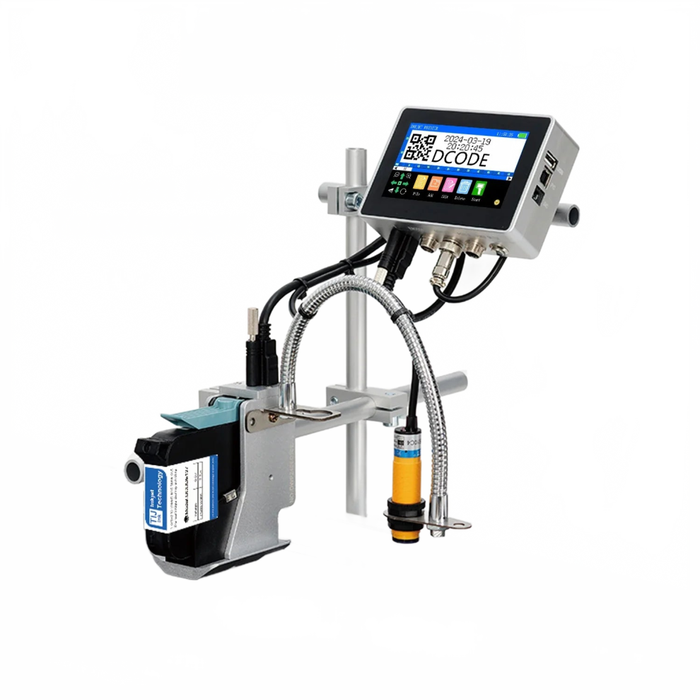 Dcode 130Plus Industrial Inkjet Printer - 12.7Mm & 25.4Mm Nozzle, 4.3 Inch Touchscreen, Qr/Barcode/Batch Number/Logo/Date Printing 726084311329