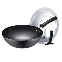 Supor Iron Wok - 30cm & 32cm Non-Coated Frying Pan for Healthy Chinese Cooking, Compatible with Gas & Induction Cookers