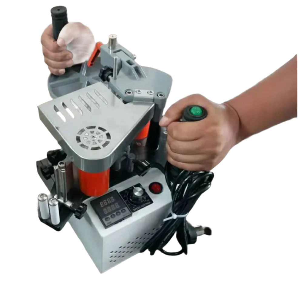Compact 45Â Tilting Edge Bander with Dual-Sided PVC Gluing for Woodworking