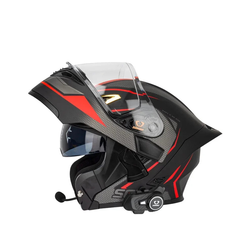 Soman Sm955s Motorcycle Helmet With Dual Lens, S2 Intercom Bluetooth, Dot Certified For All-Season Riding 7445057741705