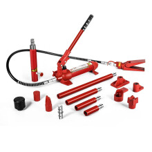 Heavy-Duty 10 Ton Hydraulic Cylinder Jack Kit with 1.2m Oil Tube - 15 Piece Set for Autobody Frame Repair and Farm Equipment Lifting