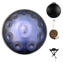 22-Inch D Minor Steel Tongue Handpan Drum - 9/10 Tone Percussion Instrument for Yoga & Meditation, 440Hz