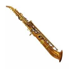 Premium Copper Curved Bell Straight Soprano Saxello Saxophone with Built-In Pro Neck