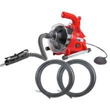 High-Power 220V Auto-Feed Electric Sewer Pipe Dredging Machine with 2 Replacement Steel Cables - I for 19-38mm Pipes in Toilets & Kitchens