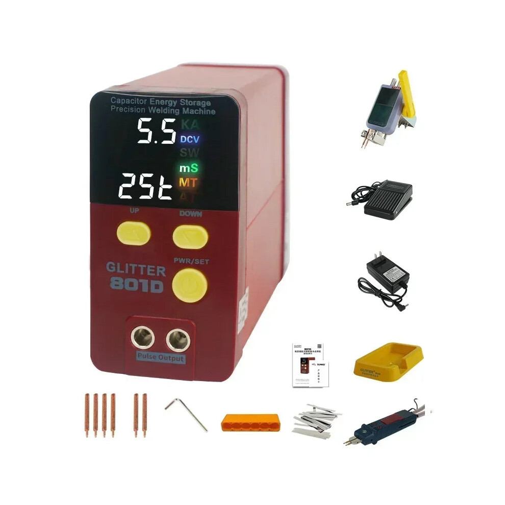 Glitter 801D Pulse Battery Spot Welder For Lithium Battery Pack & Capacitor Energy Storage 711181575774