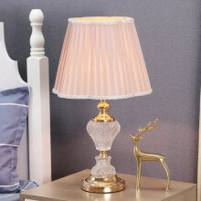 Art Deco Pink Crystal Glass Table Lamp for Living Room & Bedroom