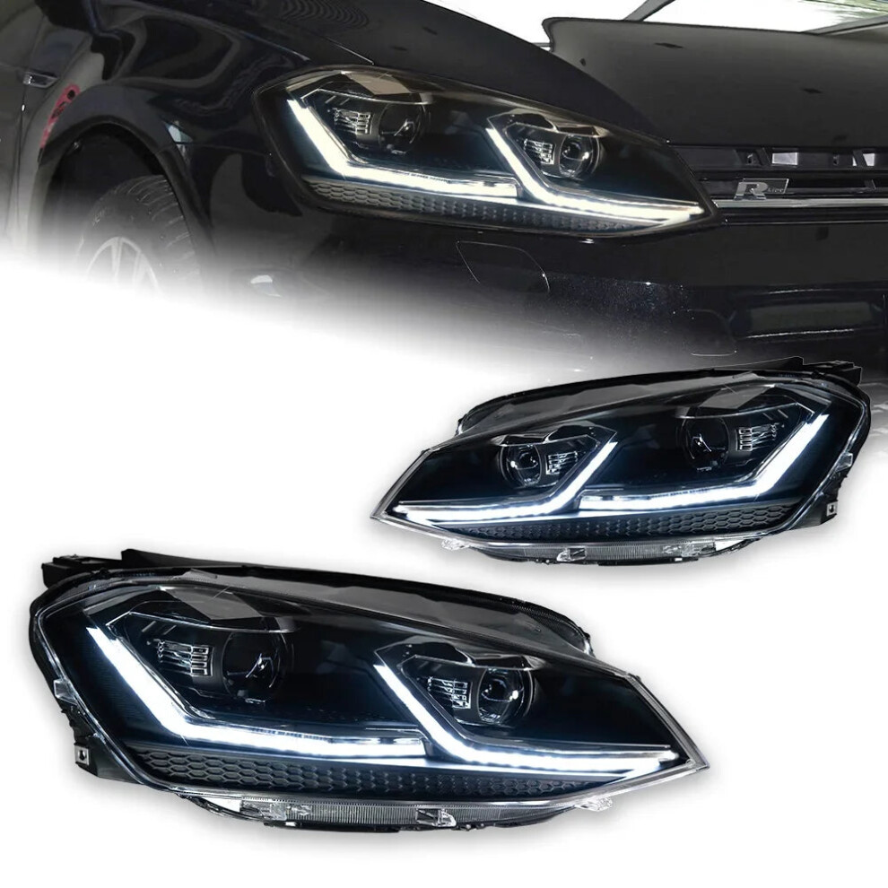 Vw Golf 7 Mk7 Led Headlights - R Line Design Drl Hid Dynamic Signal Bi-Xenon Beam Accessories 313050313366
