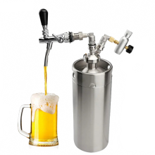 Premium roestvrijstalen mini-bierfustdispenser van 3,6 liter met CO2-regelaar en verstelbare tapkraan - Gereedschapskit voor thuisbrouwen