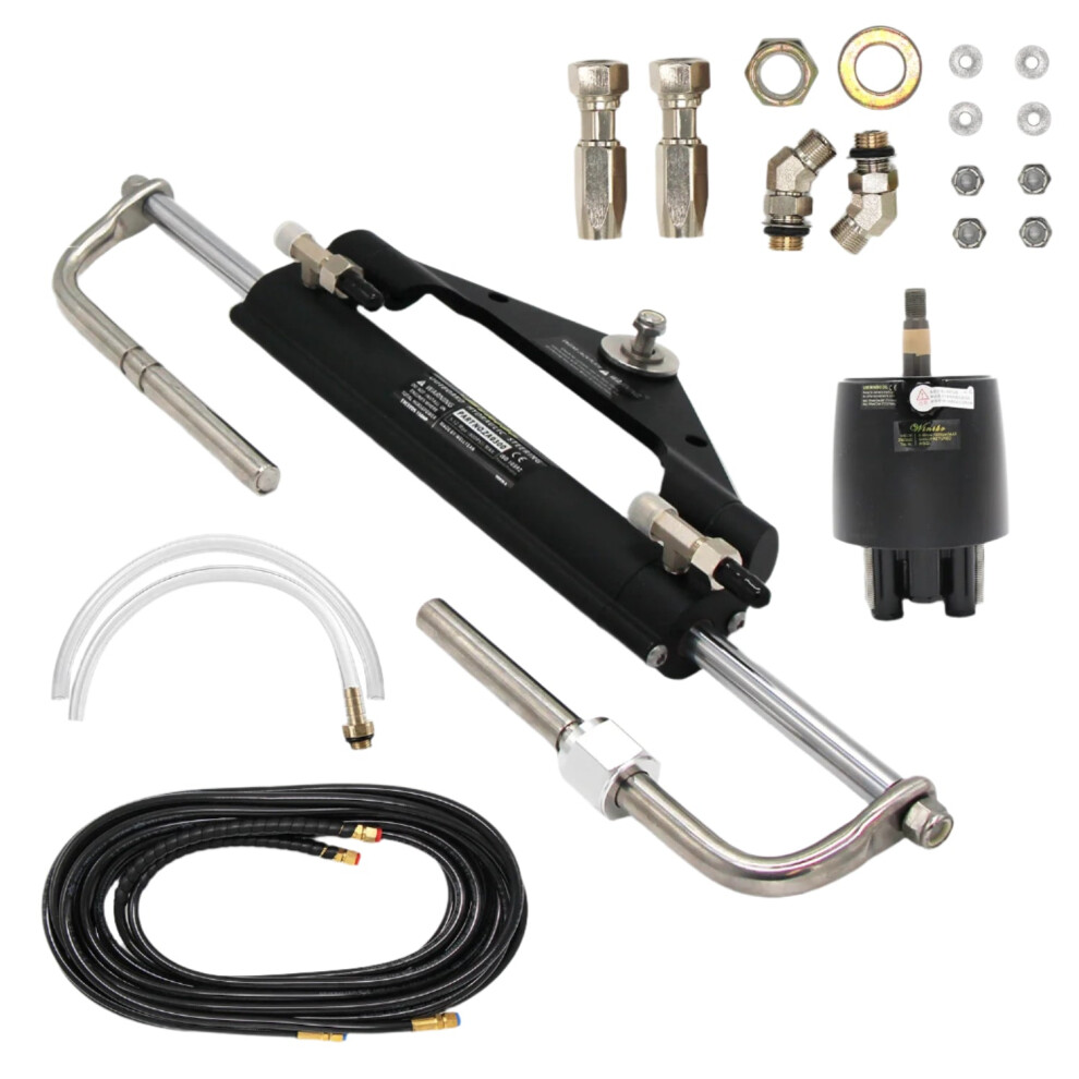 Winibo 150Hp Outboard Motor Hydraulic Steering System - Complete Kit With Helm Pump, Cylinder, And Tubes For Marine Boat Engines (Model Za0300) 7445011930923