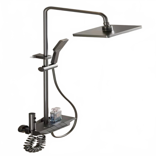 Smart Digital Display Rainfall Shower System with Thermostatic Control and Piano Key Faucet