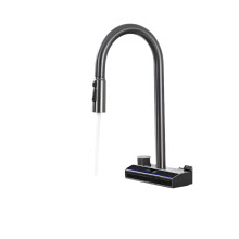 Elegant Copper Kitchen Faucet with Waterfall Spout and Piano Key Design for Hot & Cold Water