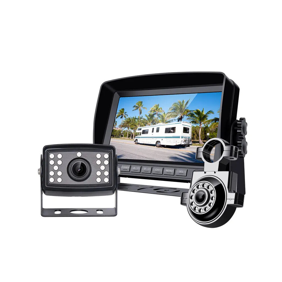 Dual Screen Backup Camera System With Video Recording For Buses, Trucks, Rvs, Trailers, And Campers 313024045019