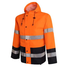 Red Reflective Waterproof Raincoat with Safety Overalls for Stylish Rainy Season Protection