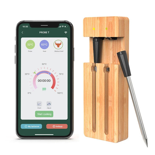 Smart Bluetooth Wireless Meat Thermometer for BBQ, Oven, and Grill Cooking