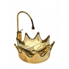 Elegant European Style Golden Ceramic Countertop Art Basin for Luxurious Bathrooms
