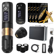Ambition Soldier Wireless Tattoo Machine Kit with Coreless Motor and 2400mAh Battery, Includes 80 Mixed Cartridges for Professional Tattoo Artists