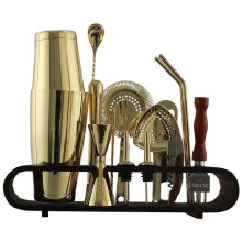 Elegant Stainless Steel Boston Cocktail Shaker Set with Stand - Complete Bar Accessories Kit for Mixology Enthusiasts