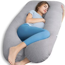 Grey U-Shaped Full Body Maternity Pillow with Removable Cover for Sleeping Comfort