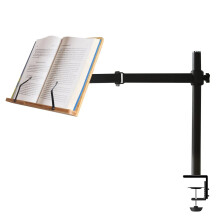 Adjustable Bamboo Book Stand with Sturdy Page Clips - Wishacc Tabletop Cookbook and Desktop Reading Holder