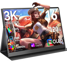 UPERFECT 16 3K OLED Portable Monitor - 2880x1800, 100% DCI-P3, 1ms Eye Care, 120Hz, VESA Compatible for Laptop, Mac, NUC Mini PC