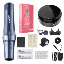 Mast P30 Tattoo Pen Kit with OLED Display & 20 WJX PMU Noir 1RL Cartridge Needles for Permanent Makeup