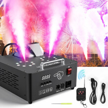 FieryZeal 2000W Dual-Tube Fog Machine with Adjustable DMX512 RGB LED, 13-Channel Smoke Effect for Vibrant Party and Banquet Atmospheres