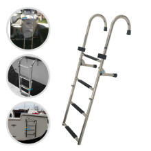 Premium 1.65m Stainless Steel 304 Folding Marine Boarding Ladder with Handrail and Hook for Ships