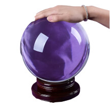 Large 8-Inch Clear Divination Crystal Ball with Free Wooden Stand - Perfect for Home Decoration Ornaments