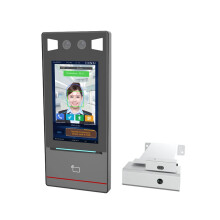 Advanced 7-Inch Touchscreen Wrist Temperature Scanner & 13.56MHz MF Card Reader with Facial Recognition for Time Attendance & Access Control - Suppor