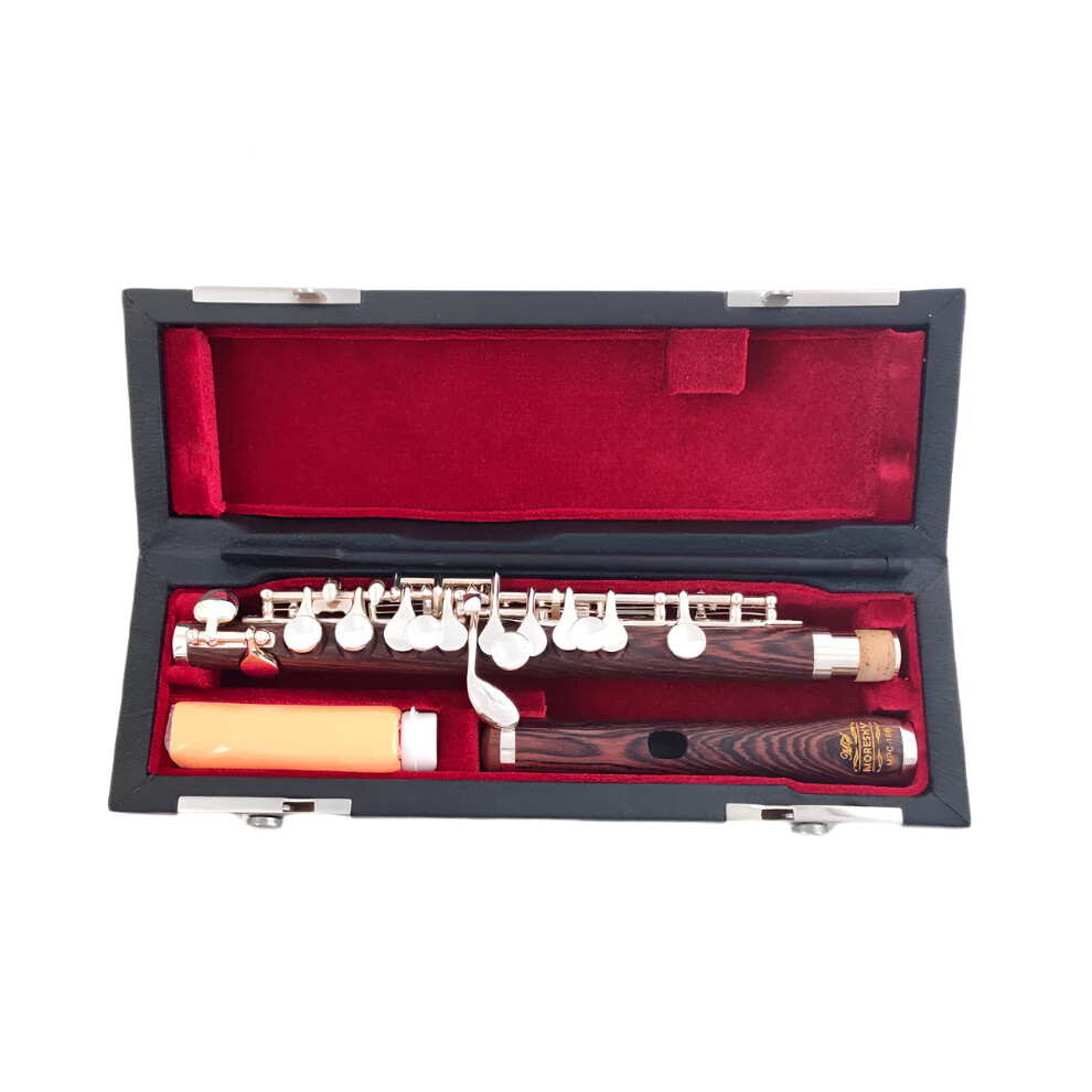 Moresky Dalbergia Cearensis Ducke Wood Piccolo - C Key, Cupronickel, Half Size Flute With -Plated Body, Model Mpc 166 Silver 7445020874836