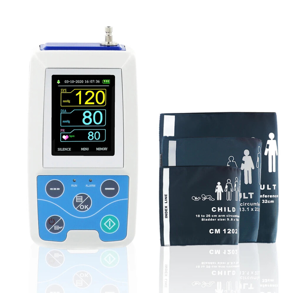 Contec ABPM50 24-Hour Ambulatory Blood Pressure Monitor with 3 Cuff Sizes & Free PC Software
