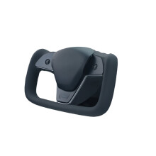 Custom Leather Racing Steering Wheel for Tesla Model Y & 3 (2017-2024) - Heated Yoke Design